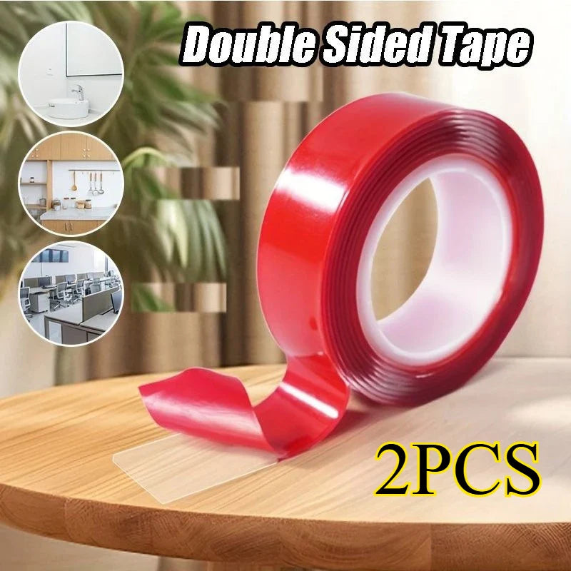 Ultra-Thin Red Double-Sided Tape | Waterproof High-Temp 2pc