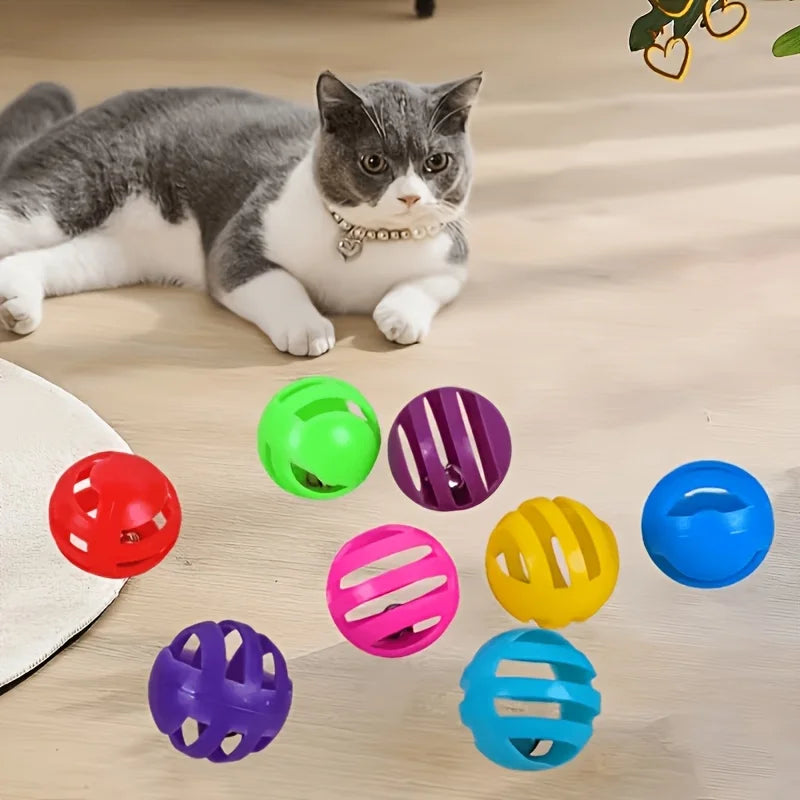Random Colors Cat Openwork Bell Ball Interactive Toy Perfect Indoor