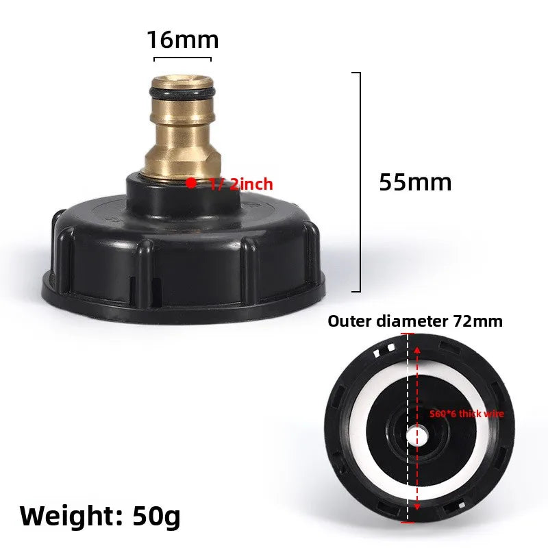 IBC Tank Adapter S60x6 to 1/2" & 3/4" Male Female Spout