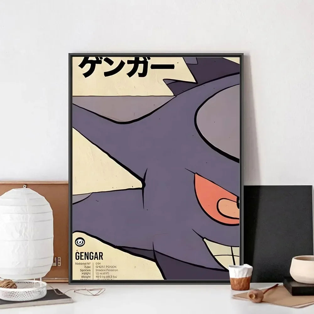 Japanese Anime Pokemon Gengar Canvas Poster - Retro Minimalist Wall Art for Bedroom, Living Room Decor Peaceful Pleasures Health and Wellness 9 55x75cm