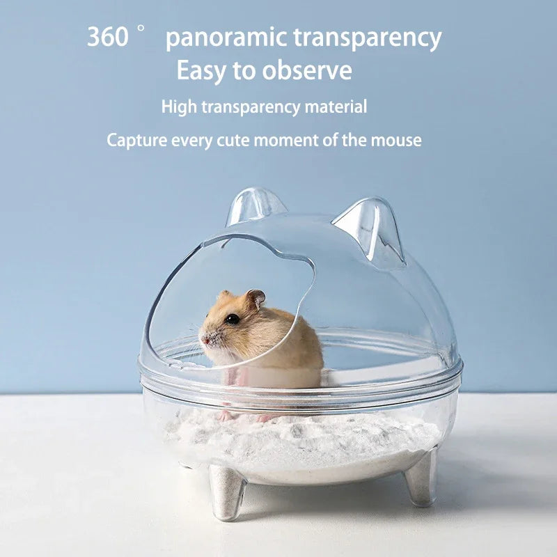 Transparent Hamster Sand Bath Cage | Splatter-Proof Shower Room