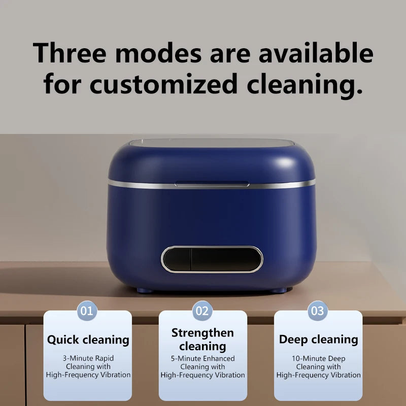 Ultrasonic Cleaning Machine 3Speed Timed Household USB Charging Jewelry Cleaner For Dentures Retainer Mouth Guard Aligner Peaceful Pleasures Health and Wellness