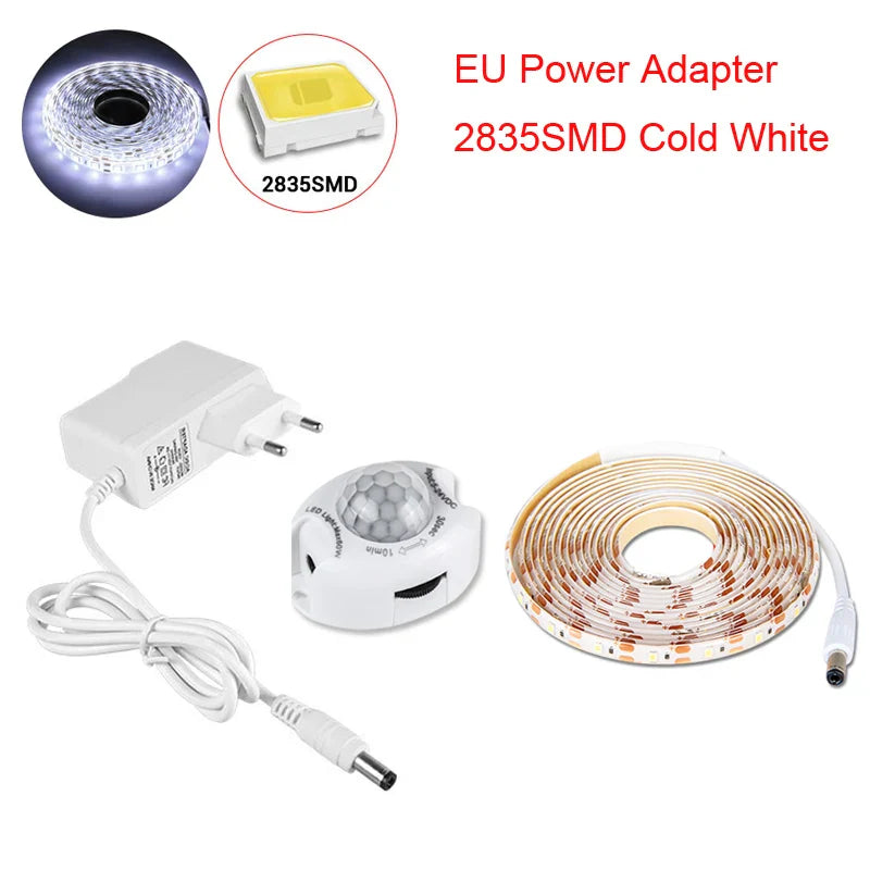 PIR Motion Sensor LED Strip Light DC12V Waterproof 1M–5M