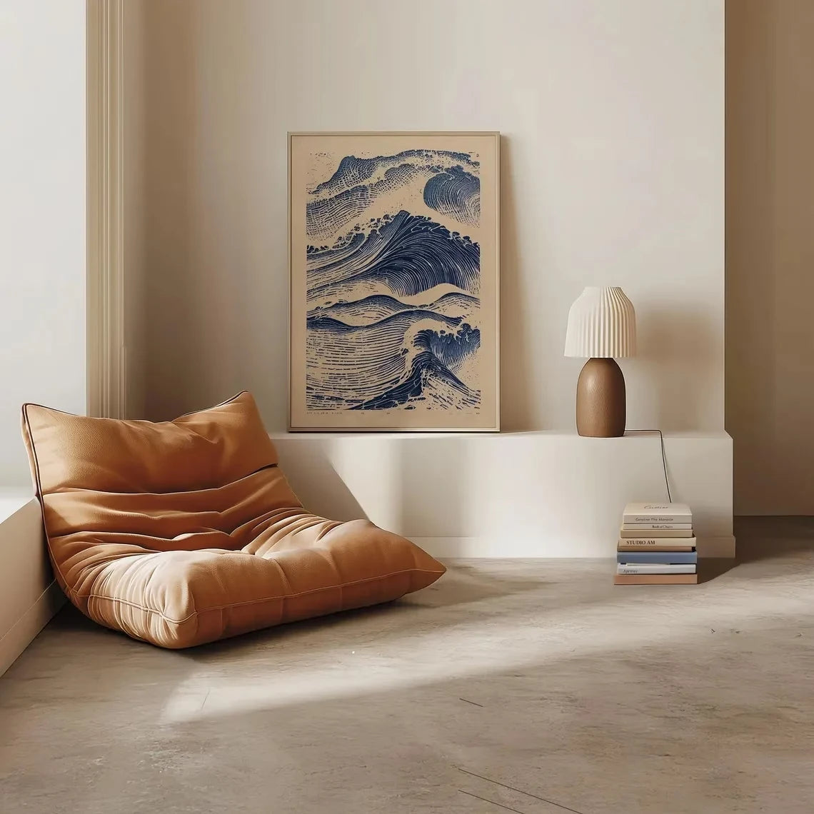 Retro Japanese Wave Japandi Canvas Wall Art Print | Home Decor