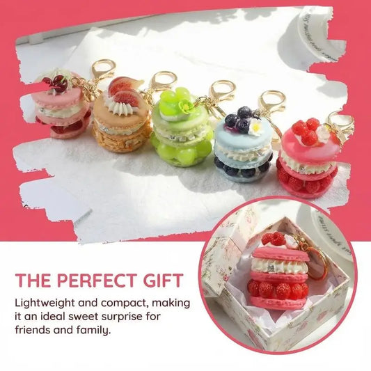 Fruit Macaron Cake Keychain | Cute Dessert Bag Charm for Girls Novelty Bag Charm Oasis Select