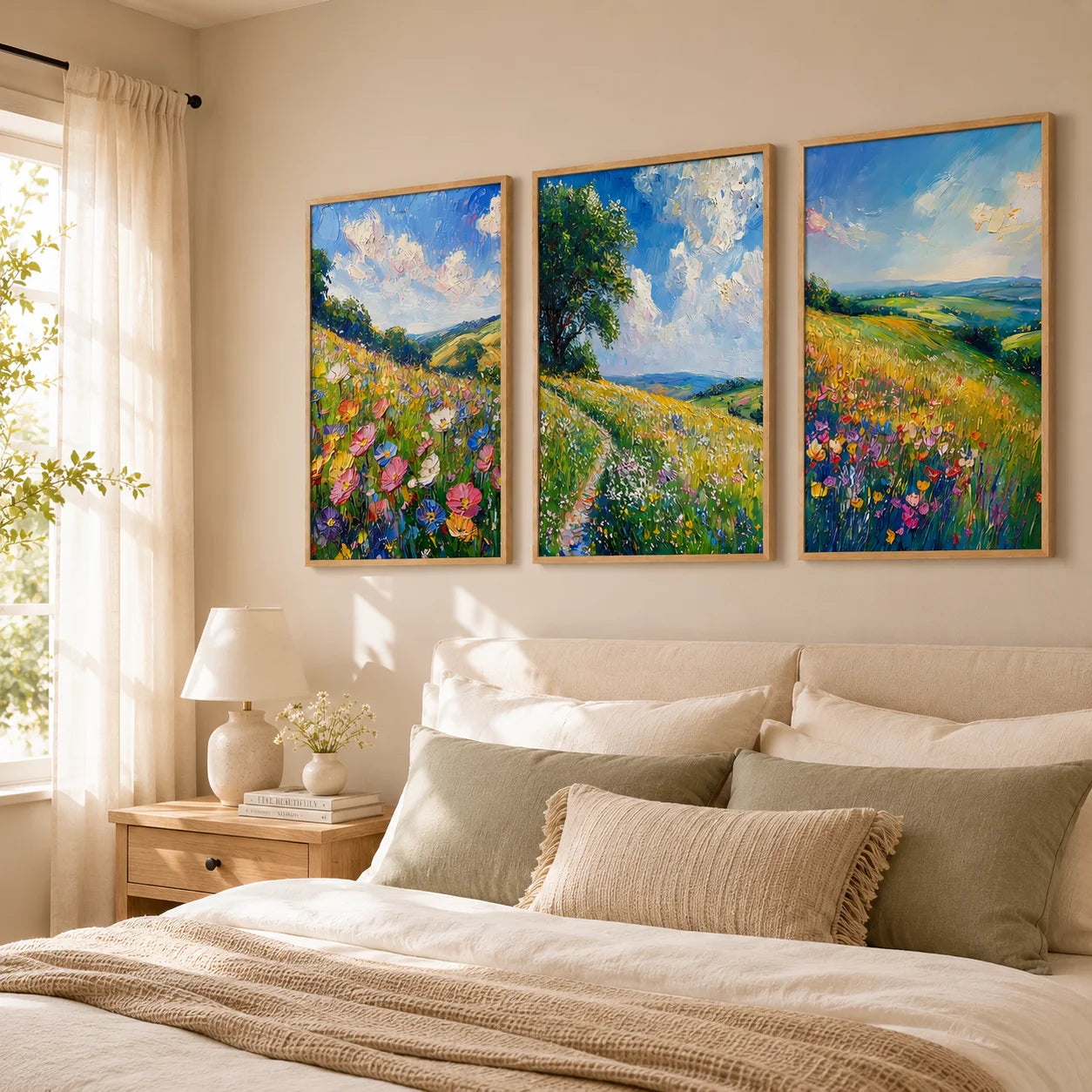 Wildflower Meadow Canvas Wall Art | Spring Landscape Print Canvas Wall Art Print Peaceful Pleasures Health and Wellness
