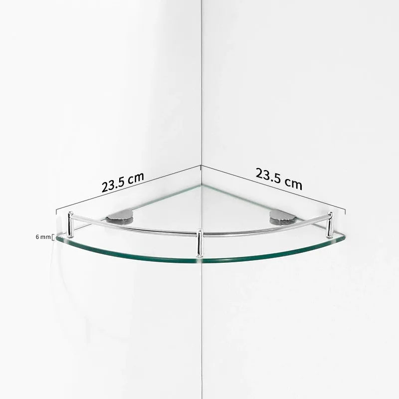 Glass Corner Shower Shelf – Tempered Glass & Stainless Steel