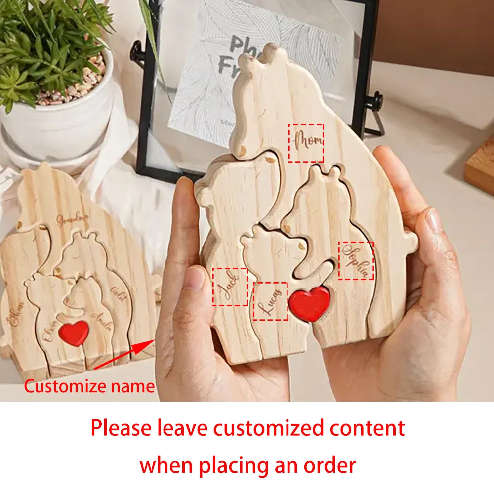 Personalized Wooden Bear Family Puzzle | Father's Day Gift
