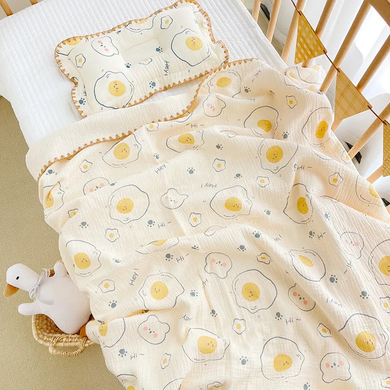 Battilo 100% Cotton Baby Blanket Soft Breathable Muslin Swaddle Blanket for Newborn Infant Plaid Receiving Blankets Toddler Gift Peaceful Pleasures Health and Wellness Eggs 110x100cm( 2Layers)