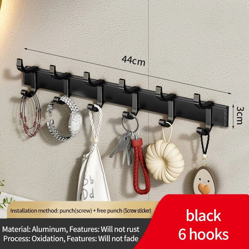 No-Drill Adjustable Door Hooks – 6-Pack Aluminum Bathroom Hooks
