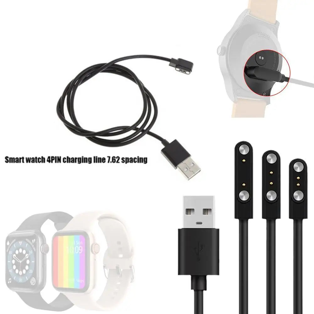 Universal Smartwatch Magnetic Charging Cable – 2-Pin USB Dock (2.84mm / 4mm / 7.62mm) Peaceful Pleasures Health and Wellness