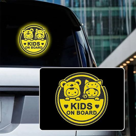 Reflective Kids on Board Car Sticker | Waterproof Safety Decal Reflective Car Decal Peaceful Pleasures Health and Wellness