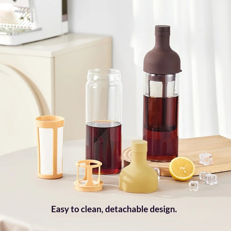 1000ml Cold Brew Coffee Pot High Borosilicate Glass Household Cold Brew Bottle Brew Fruit Tea Kettle for Home Use Coffee Pot Peaceful Pleasures Health and Wellness