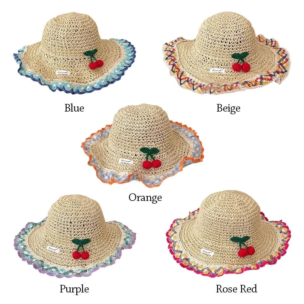 Wide Brim Straw Sun Hat – Floral Tie & Hollow Weave Women's
