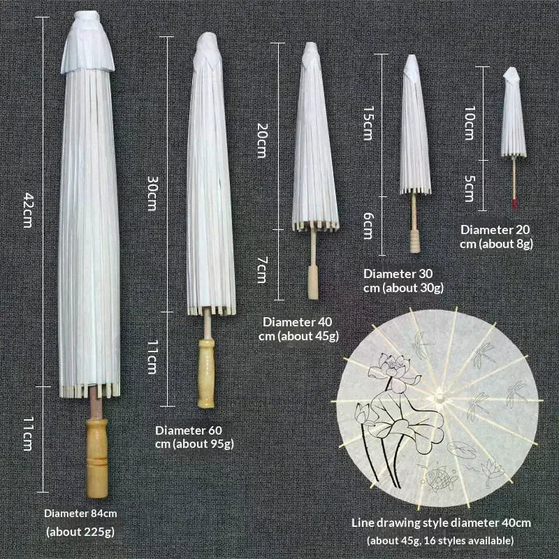 Blank DIY Oil Paper Umbrella – Art, Craft & Photo Prop 20–84cm