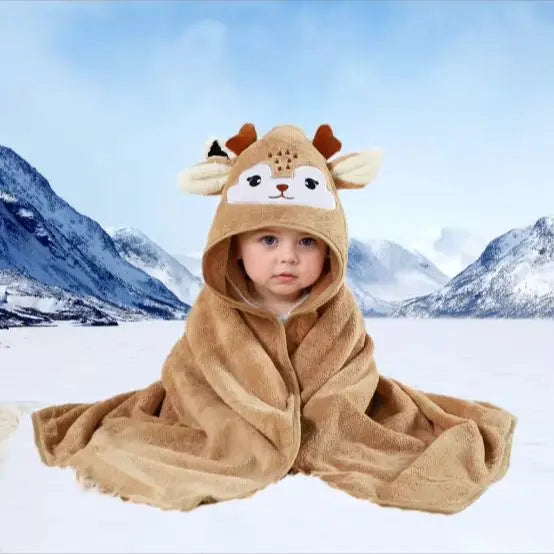 Cartoon Hooded Baby Bath Towel & Swaddle Wrap | Newborn 0-1Y