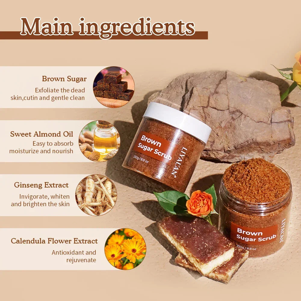 LIYALAN Brown Sugar Body Scrub – Organic Exfoliating Peaceful Pleasures Health and Wellness