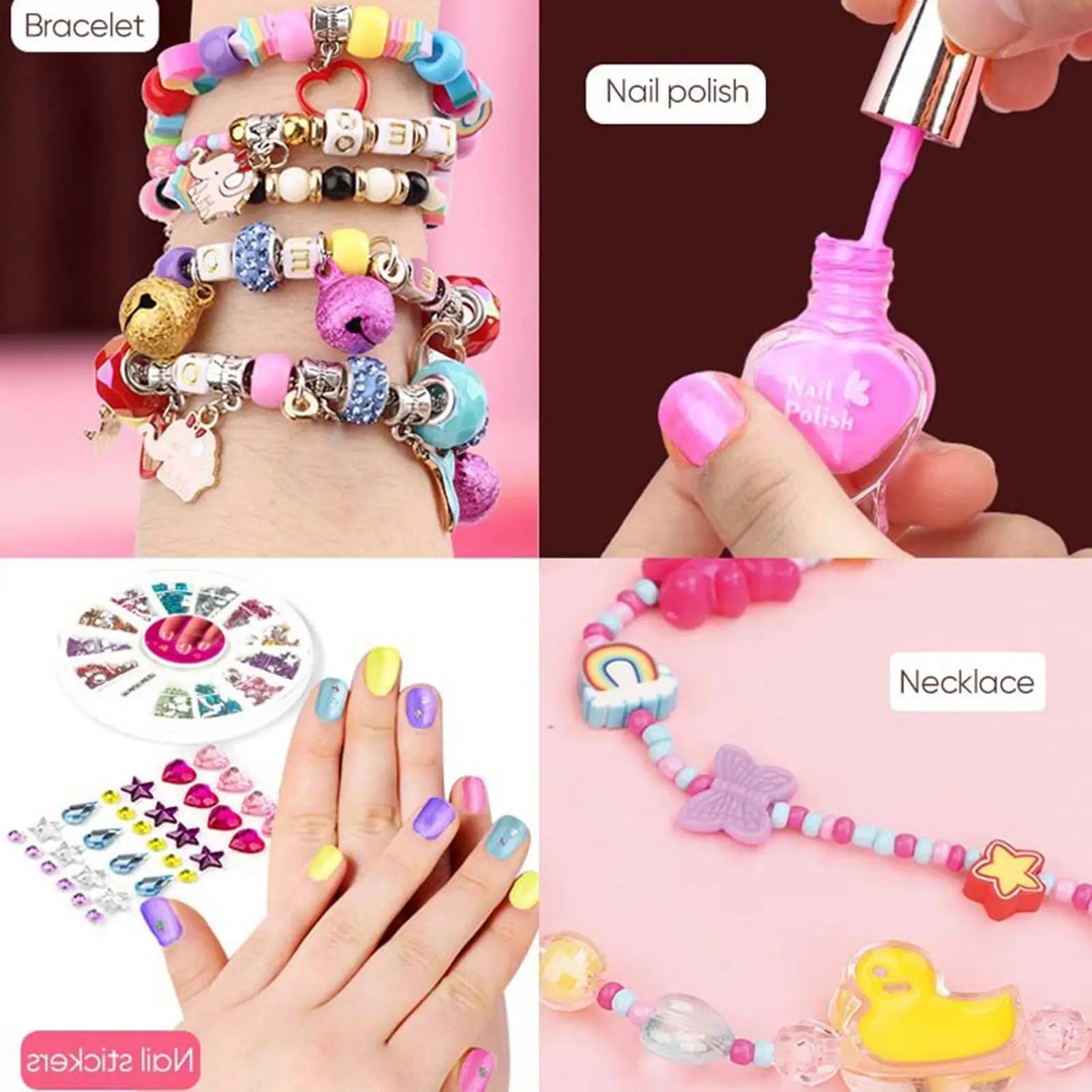 Kids Makeup Cosmetics Pretend Playing Box Jewelry Box DIY Bracelet Earrings Necklace Making Kit Christmas Girls Gift Box Peaceful Pleasures Health and Wellness