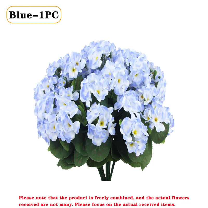Lifelike Silk Begonia Geranium Artificial Flower Arrangement