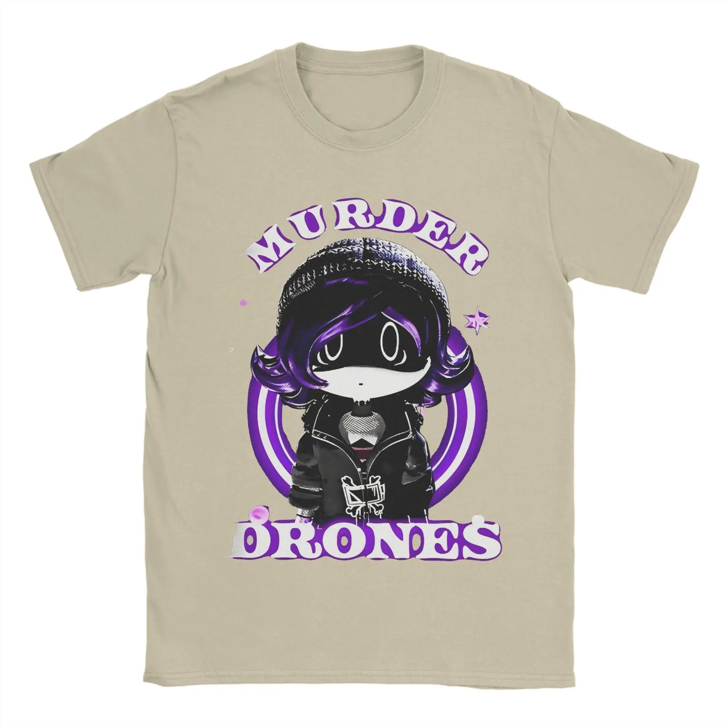Murder Drones Men T Shirt Vintage Tee Shirt Short Sleeve Round Collar T-Shirt Pure Cotton Printing Tops Peaceful Pleasures Health and Wellness Khaki 6XL