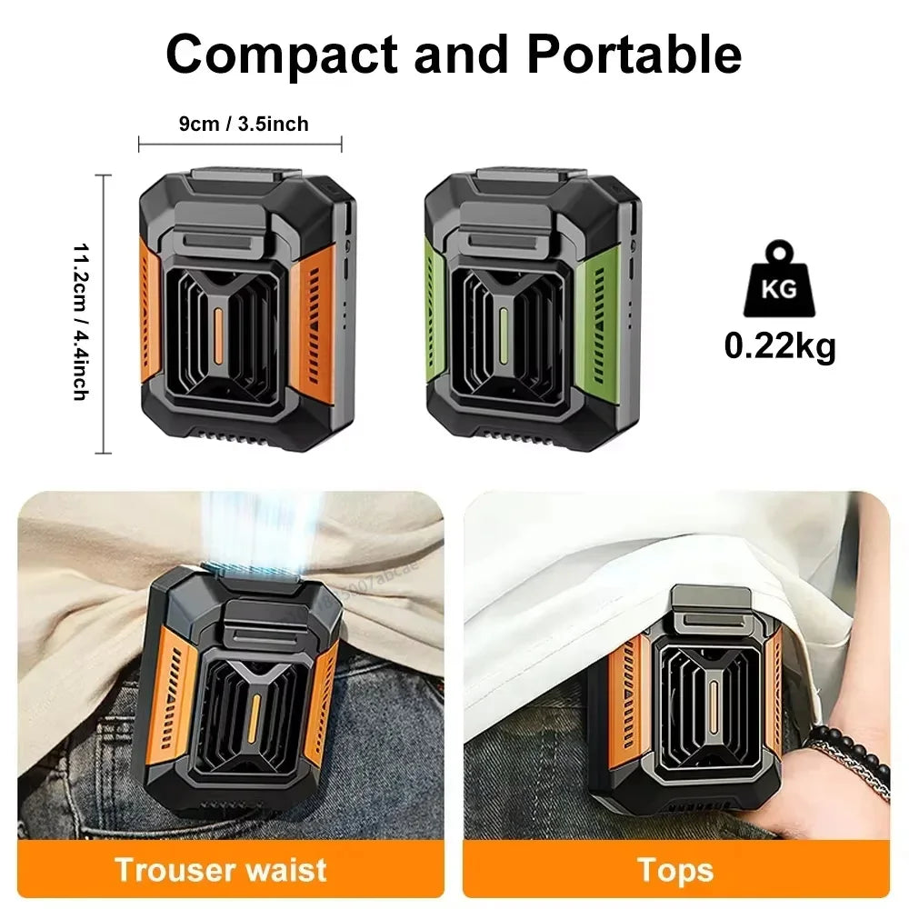 HOMFISH Personal Belt Clip Fan Portable Power Bank Flashlight Wearable Fan Hanging Neck Fan for Outdoor Works Hiking Camping Peaceful Pleasures Health and Wellness