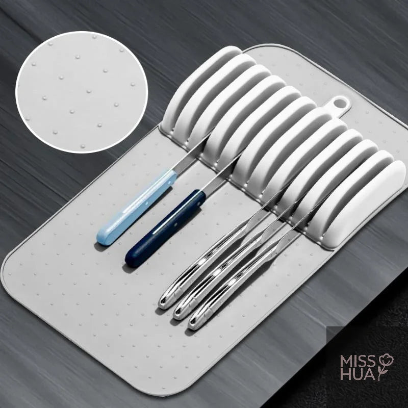 Knife Drawer Organizer Mat | 5 & 11 Slot Non-Slip Soft-Grip