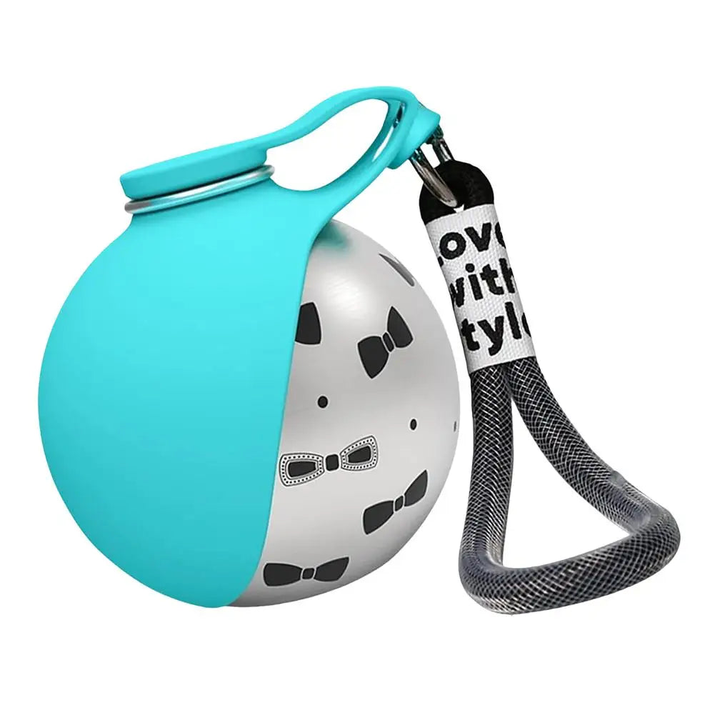 Brand Dogs Cats Outdoor Portable Water Cup 285ml 304 Stainless Steel Pet Feeder Dog Walking Integrated Folding Ball Water Bottle Peaceful Pleasures Health and Wellness Printed blue