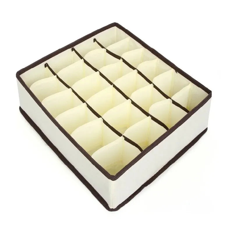 6/7/8/24 Grid Storage Box Beige Underwear Storage Box Four Piece Sock Storage Fabric Bra Storage Box Peaceful Pleasures Health and Wellness