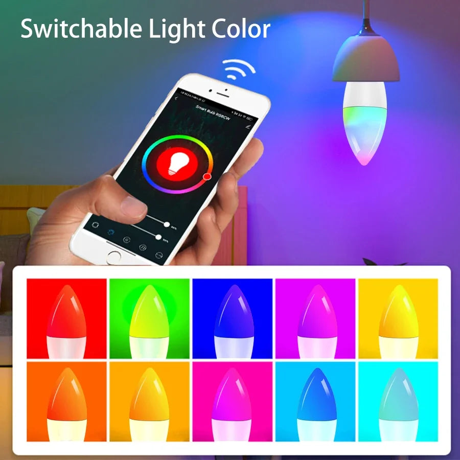 Tuya Smart E14 WiFi LED Candle Bulb – RGB, Alexa & Google Home