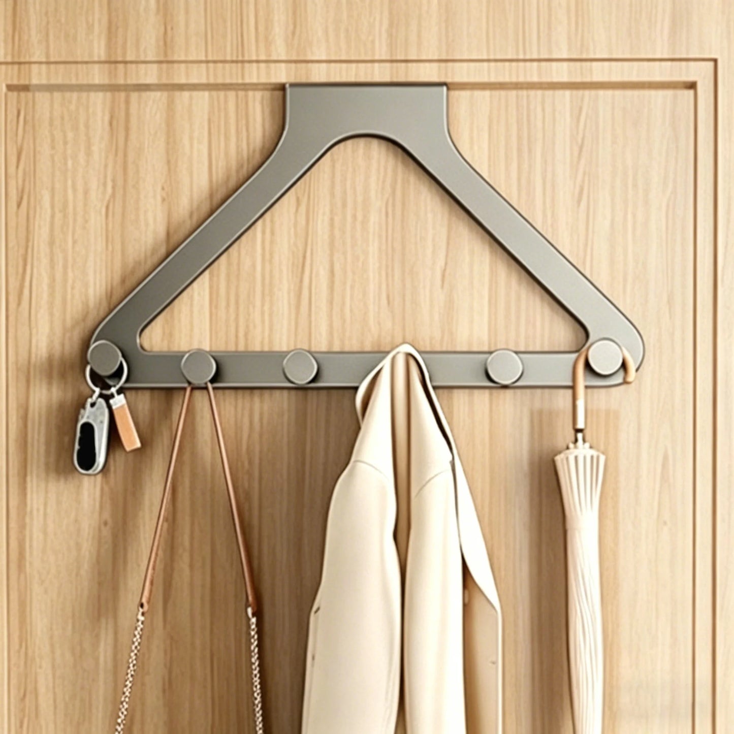 Metal Over The Door Hooks 6-Hook Cabinet Organizer | No Drill