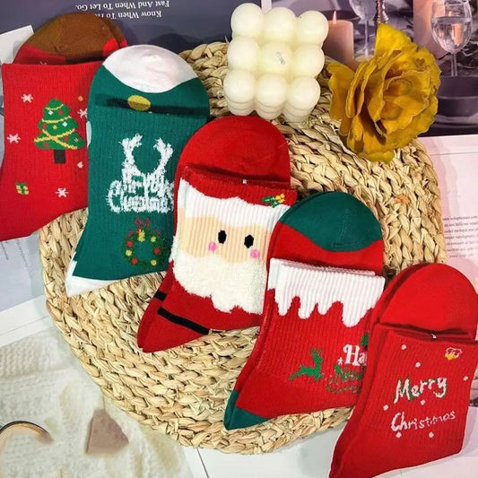5-Pair Christmas Cartoon Socks Set – Soft, Warm & Festive Holiday Socks Set Oasis Select