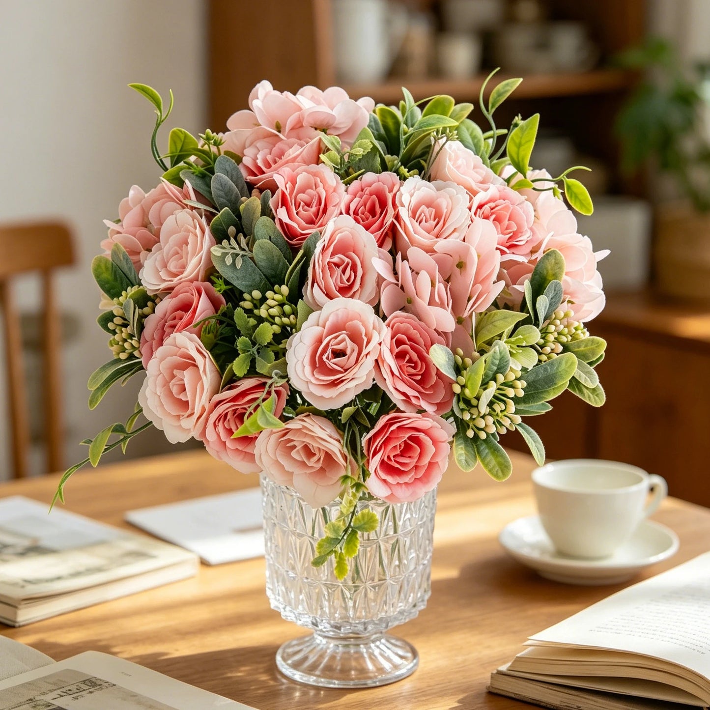 Artificial Silk Rose & Hydrangea Bouquet | Wedding Home Decor