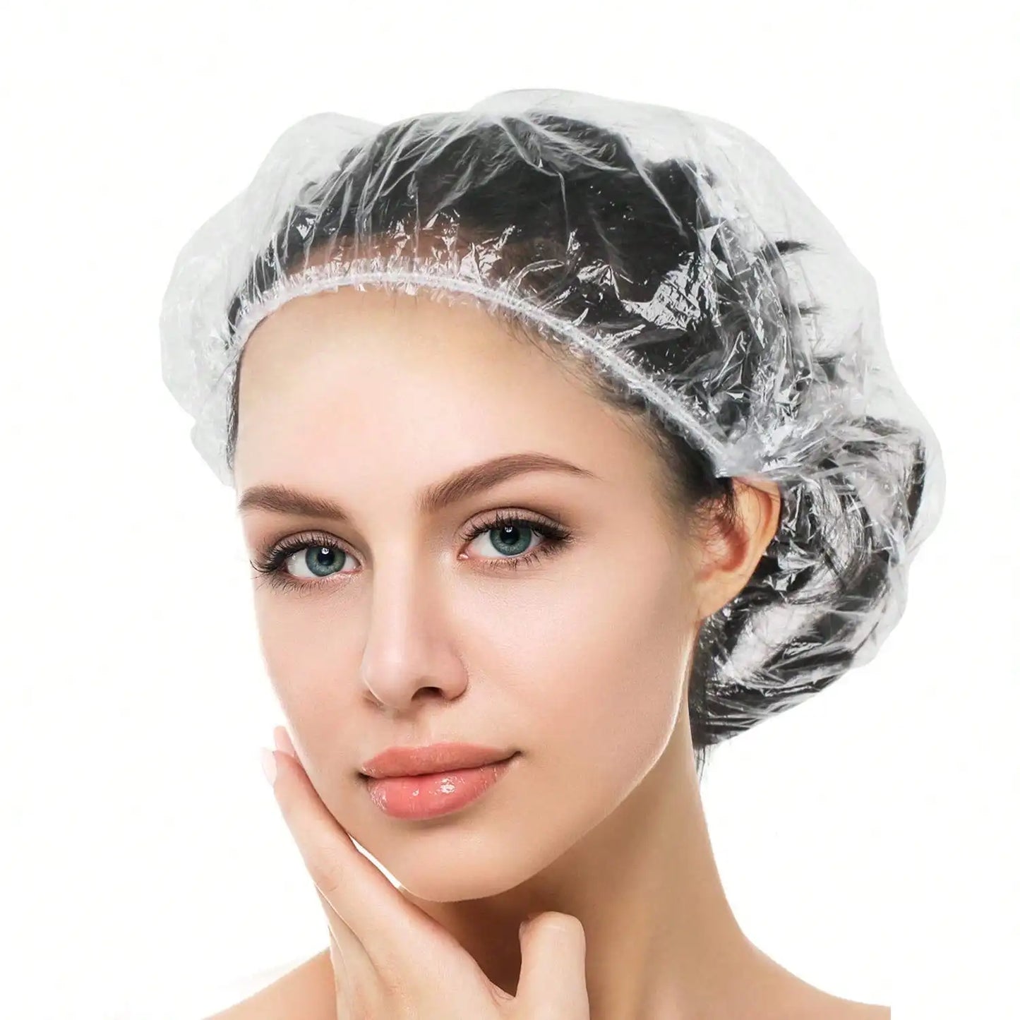 Disposable Shower Caps 50/100 Pack – Clear Elastic Waterproof