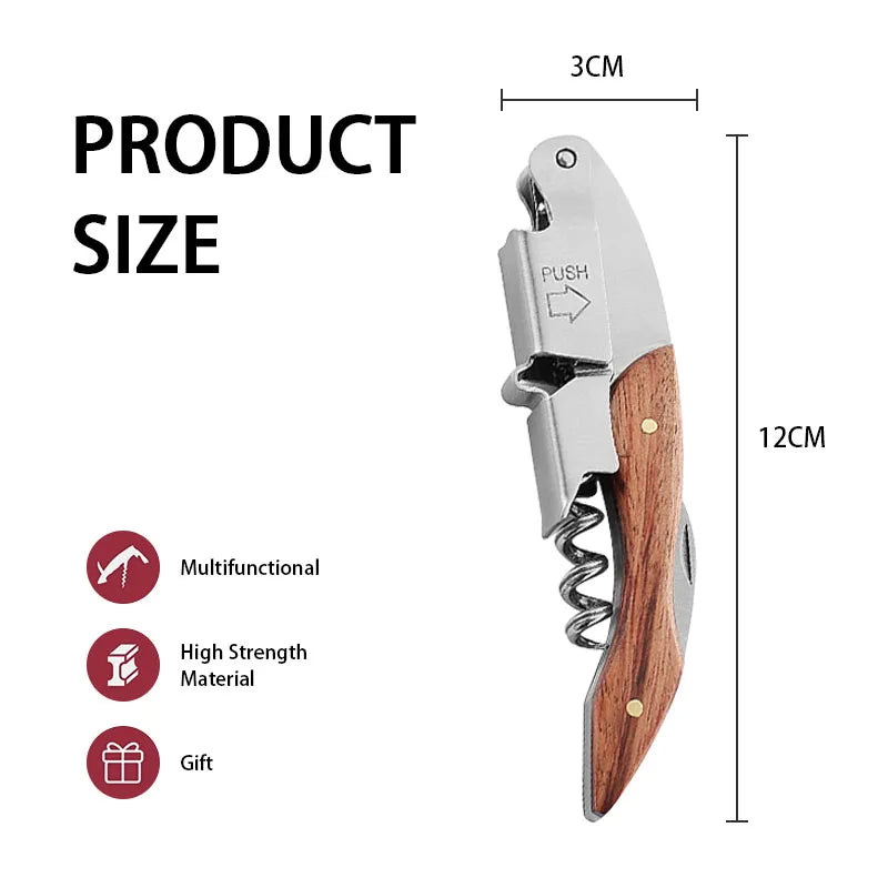 Wine Opener, Double Hinged Manual Wine Key for Bartender, Server, Waiter, Stainless Steel Wine Bottle Opener Corkscrew Peaceful Pleasures Health and Wellness