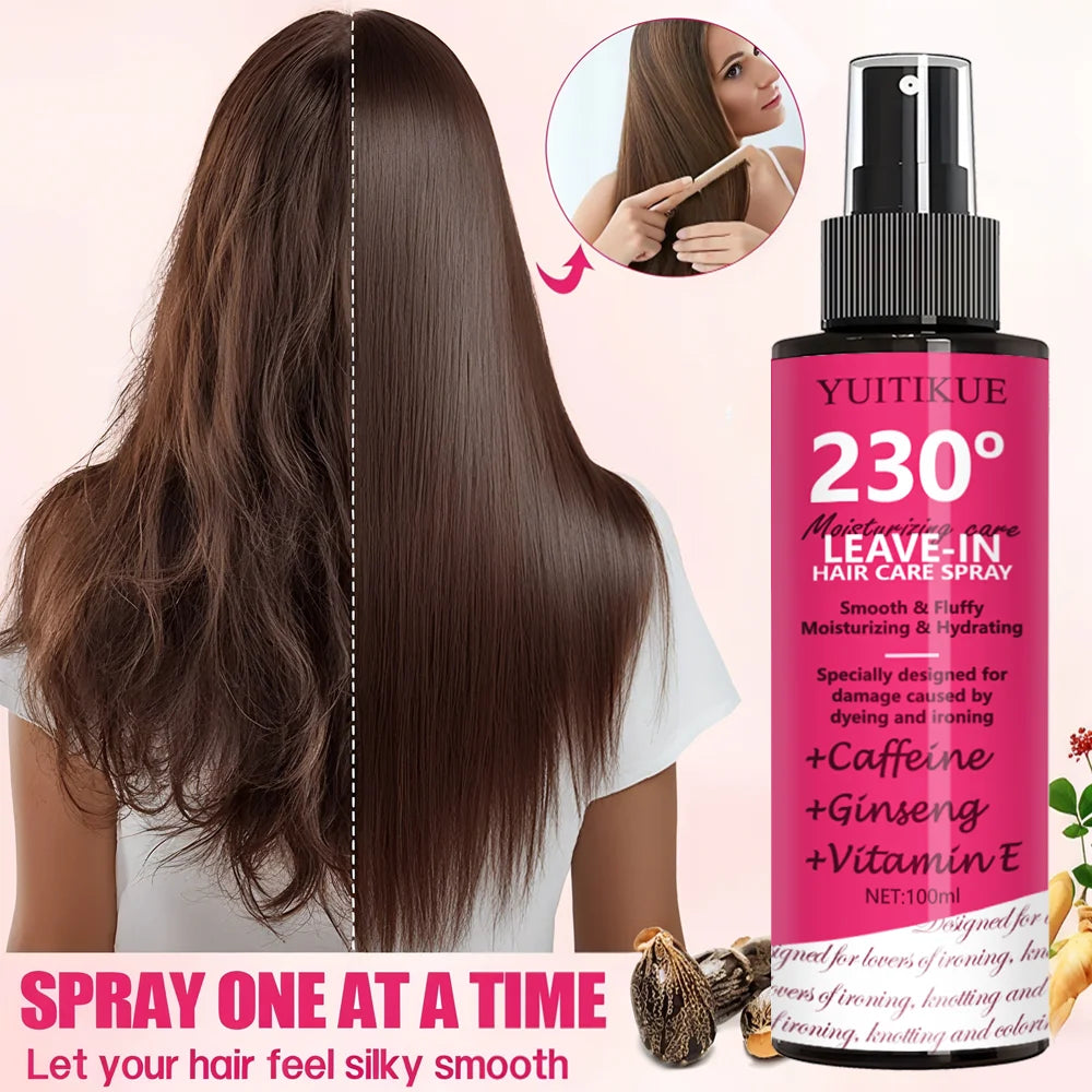 YUITIKUE leave-in spray contains caffeine and ginseng, instantly repairs dyed/heat-damaged hair, making it smooth and voluminous Peaceful Pleasures Health and Wellness Default Title