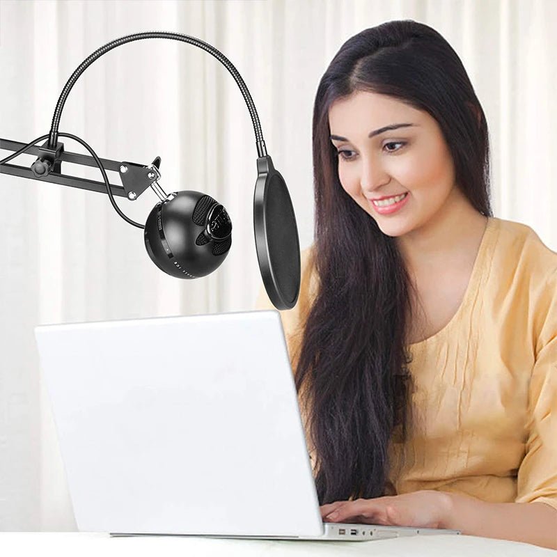 Double Layer Studio Microphone Pop Filter Flexible Wind Screen Sound Filter Mask Mic Shield for Speaking Recording Accessories Peaceful Pleasures Health and Wellness