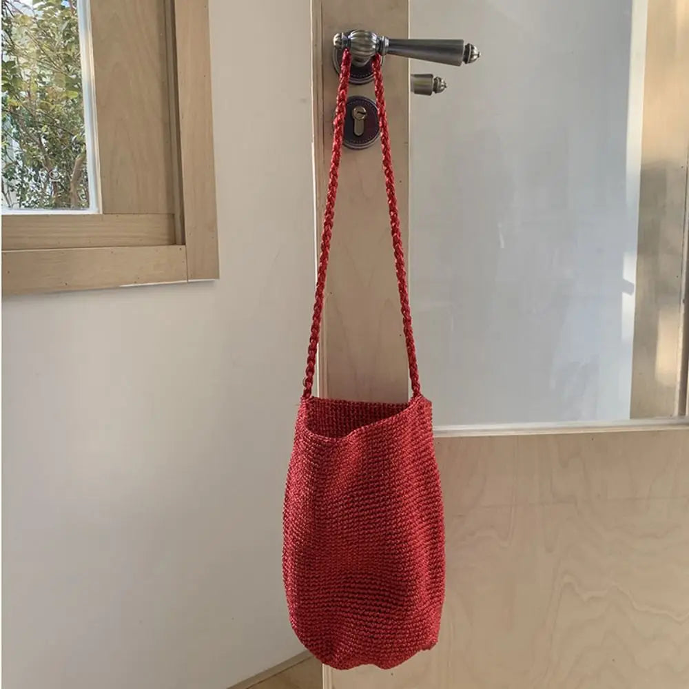 Korean Glitter Woven Bucket Bag – Crochet Tote & Beach Bag Woven Bucket Tote Peaceful Pleasures Health and Wellness