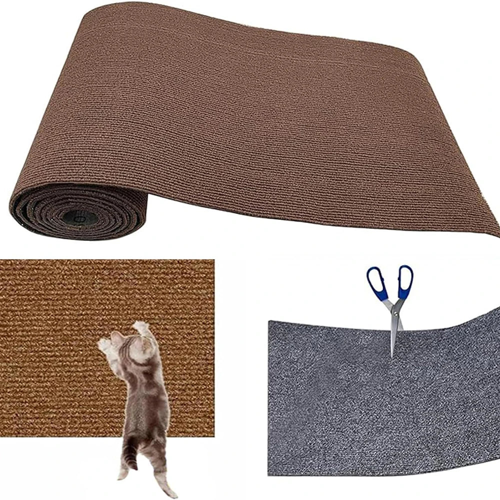Cuttable Self-Adhesive Cat Scratching Mat Multi-Purpose Sturdy Pad Diy Pet Cat Tree Stand Wall Furniture Step Post Cover Toy Peaceful Pleasures Health and Wellness