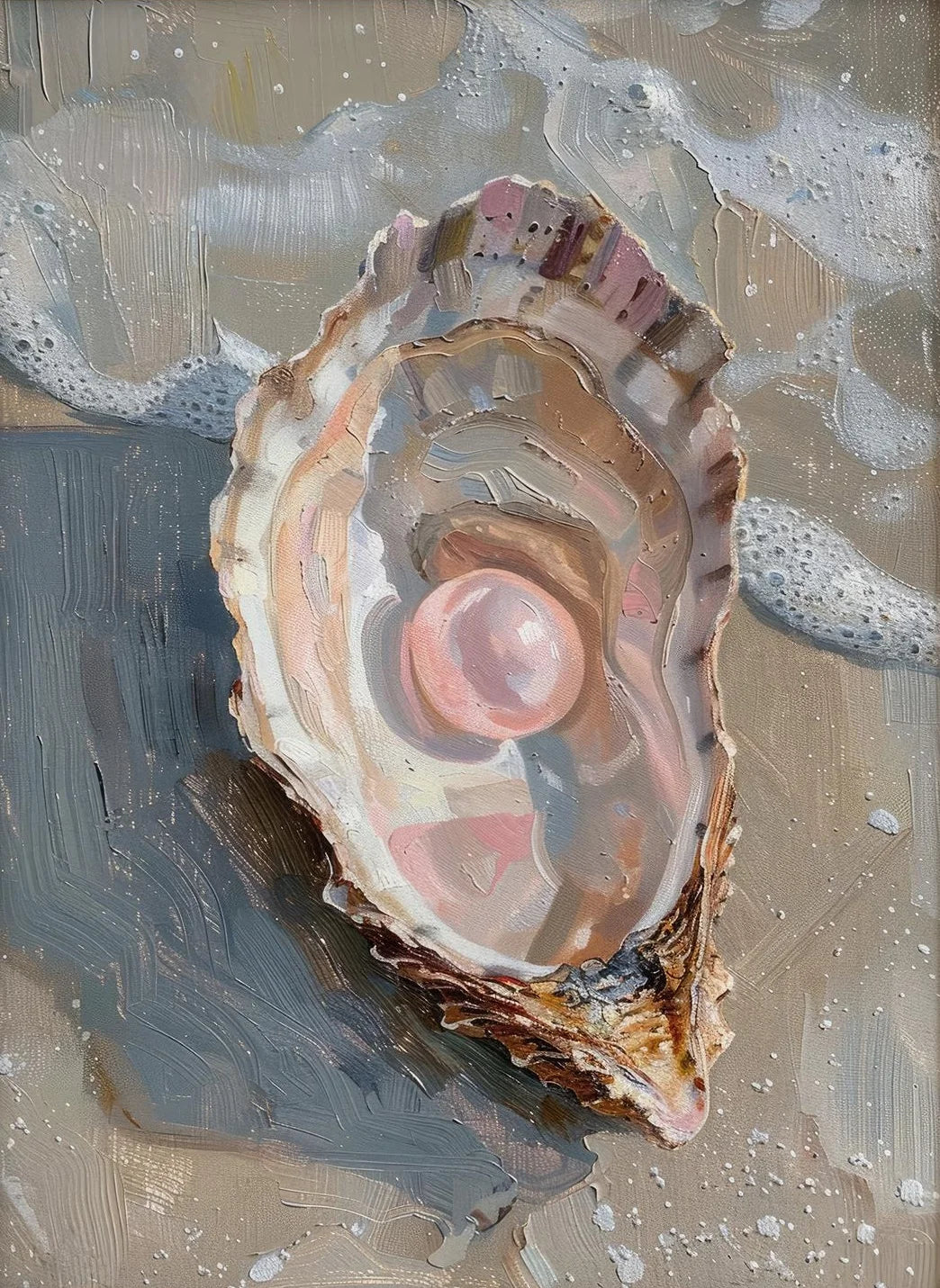 Pink Seashell Starfish Beach Canvas Wall Art | Coastal Decor
