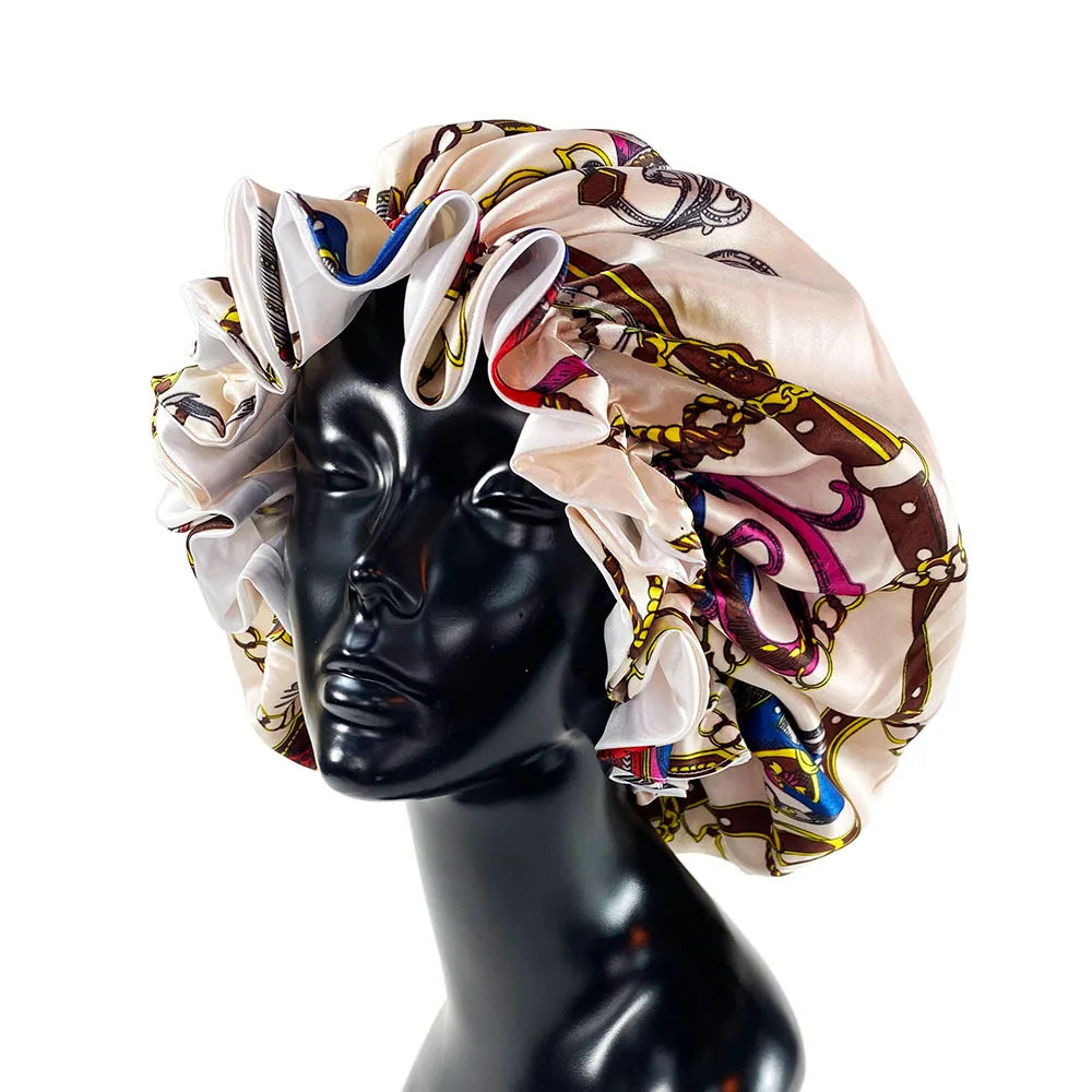 Large Satin Sleep Bonnet Cap – Silky Night Hair Cover Women