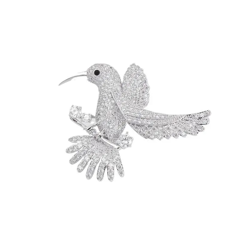 Rhinestone Hummingbird Brooch for Women – Shiny Alloy Pin Fashion Brooch Pin Peaceful Pleasures Health and Wellness 1pc