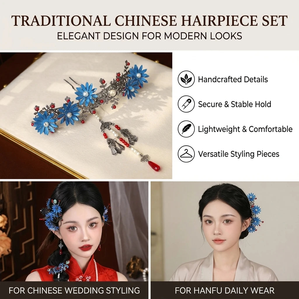 Qing-Dynasty Inspired Bridal Hairpin For Chinese Wedding Dress With Eco-Friendly Material And Anti-Slip Design Peaceful Pleasures Health and Wellness
