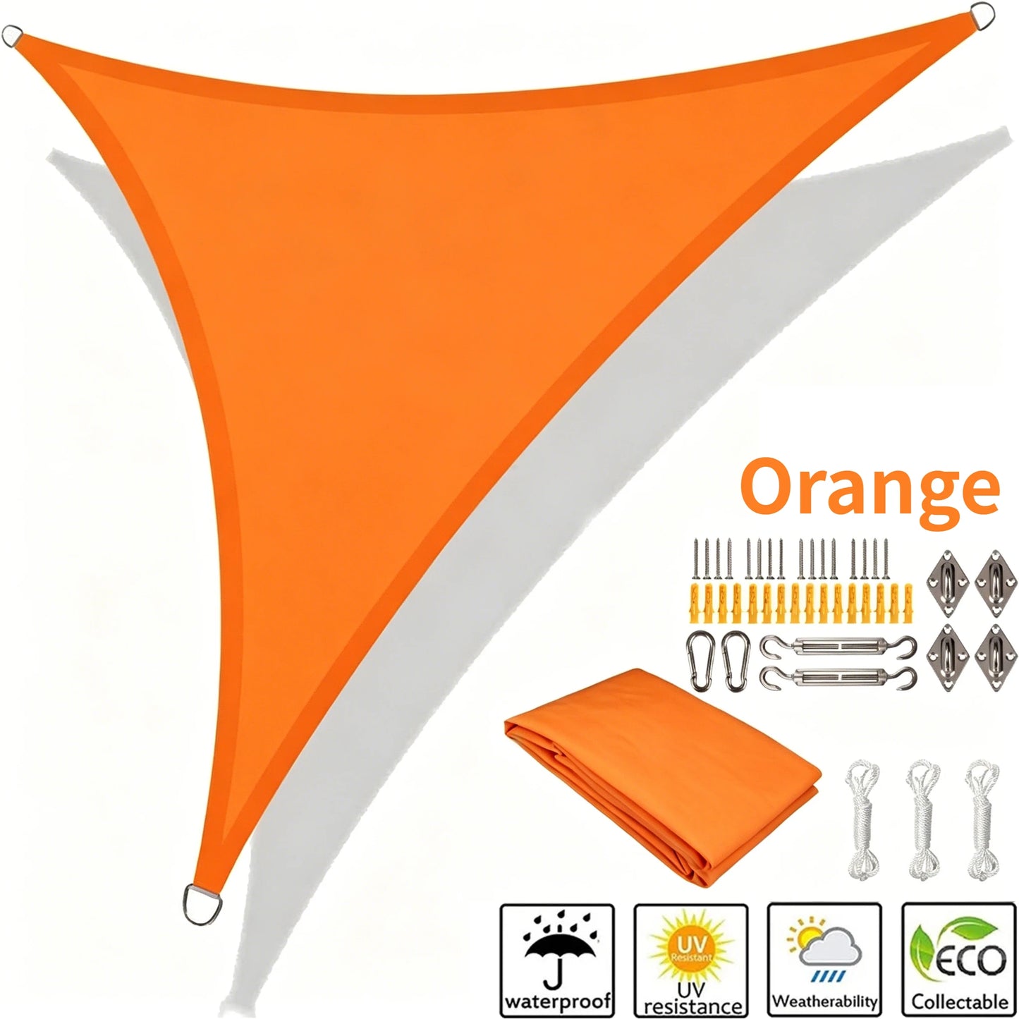 Waterproof Triangle Shade Sail UV Canopy 5x5x5 / 5x5x7M