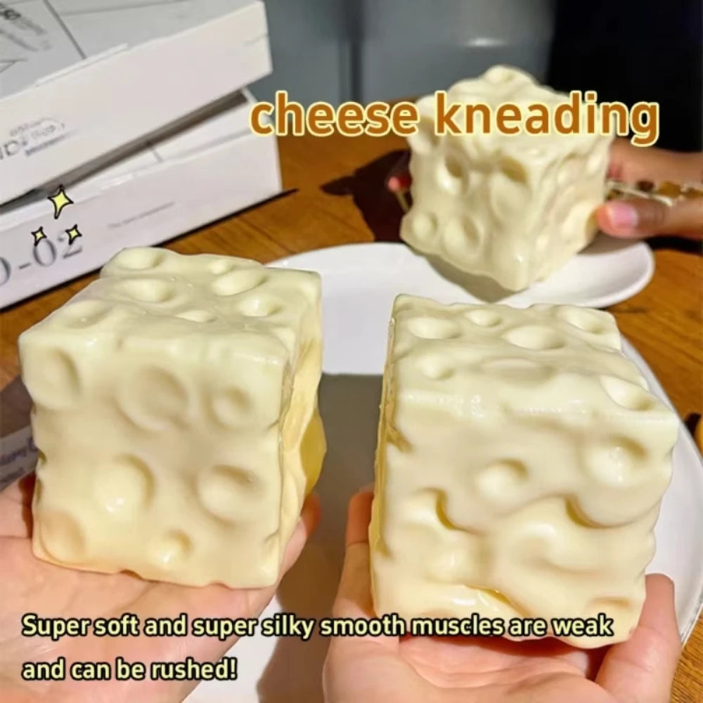Taba Squishy Cheese Stress Ball Big Cheese Shapeable Squeeze Ball Non Rebound Fidget Toy Anti-Stress ADHD Toy Festival Gift Peaceful Pleasures Health and Wellness