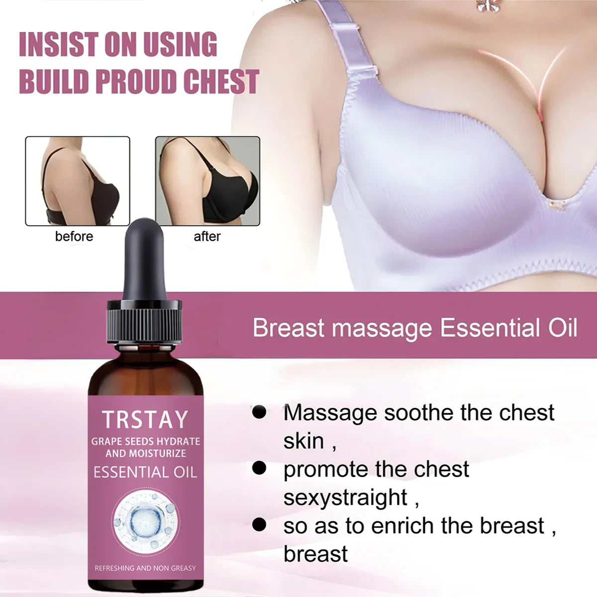 TRSTAY Breast Firming Massage Oil – Smoothing Body Oil