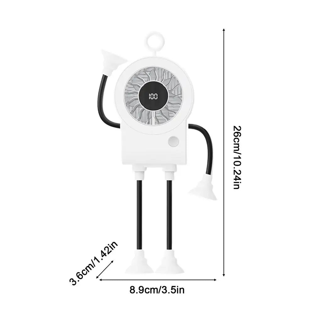 Mini Portable Fan 5 Modes 100 Speeds Suction Cup Hands-Free Digital Display Mini Fan Portable for Outdoor Travel Beach Vacation Peaceful Pleasures Health and Wellness China Mainland White
