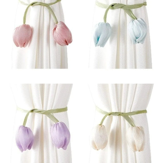 Tulip Curtain Tiebacks | Adjustable Cotton Tie Rope, Set of 2 Curtain Tieback Peaceful Pleasures Health and Wellness