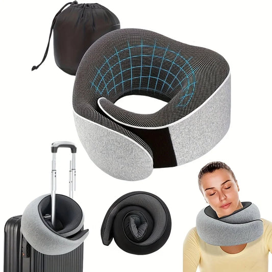 Memory Foam U-Shape Travel Neck Pillow – Snail Style Adjustable Travel Neck Pillow Oasis Select