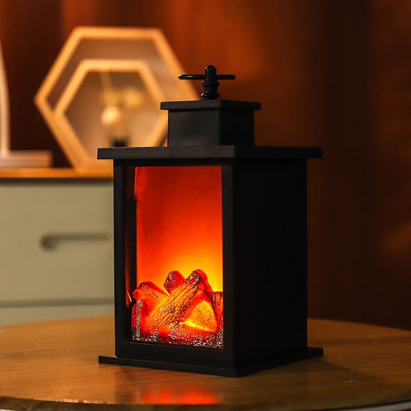 LED Flame Effect Fireplace Lamp – Retro Night Light Decor