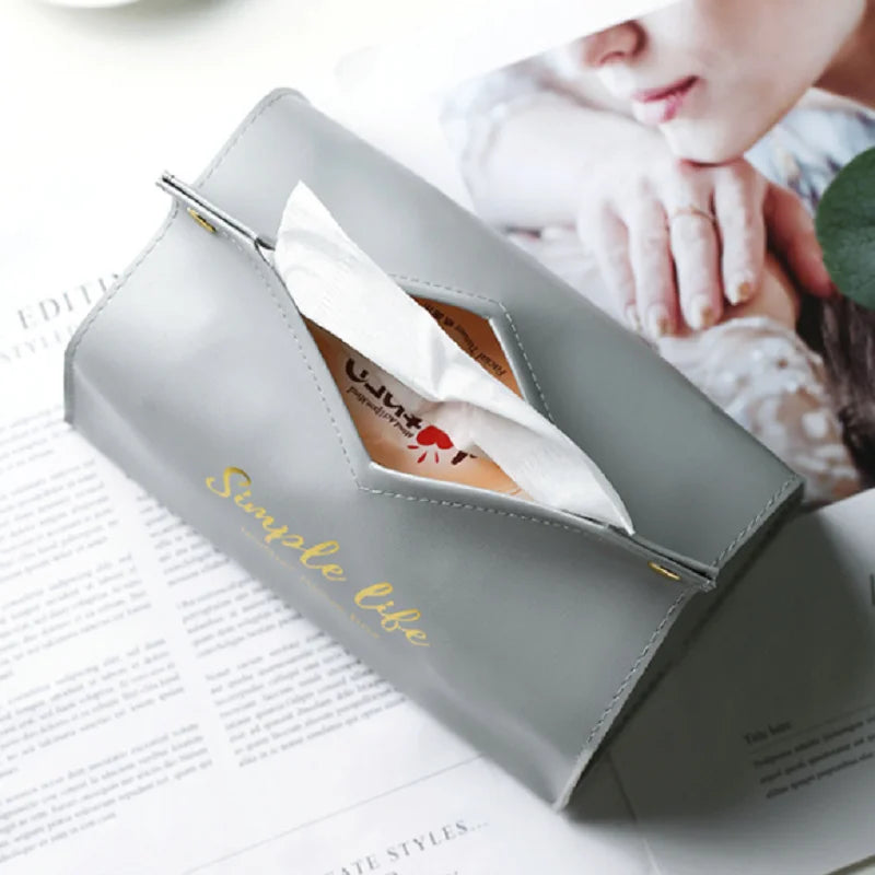 Leather Tissue Box Napkin Holder Car Tissue Box Home Living Room Holder Case Storage Hotel Carton Household Home Large Storage Peaceful Pleasures Health and Wellness